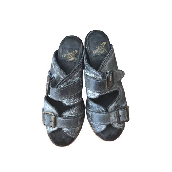 Freebird by Steven Caprice Sandals Shoes Womens Size 6 Dark Gray Leather Buckle - Picture 2 of 5